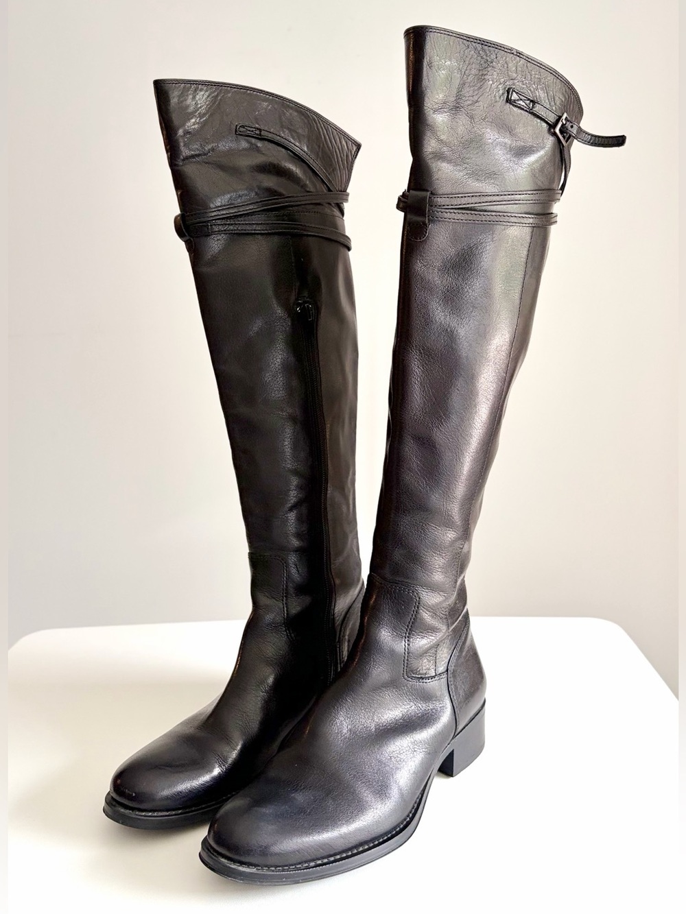 Vintage Bravo Browns Black Leather Equestrian Dark Academia Riding Boots Size 35